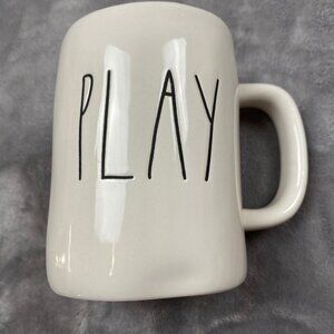 Rae Dunn Artisan Collection By Magenta Ivory Black "Play" Ceramic Tea Coffee Mug